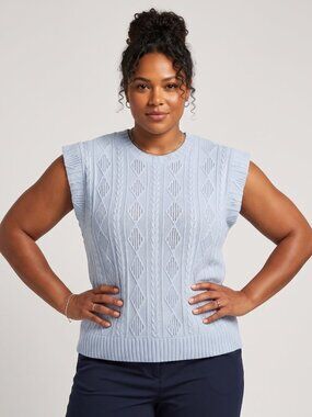 NWOT | Light Blue Textured Diamond Knit Vest | Sleeveless | Size Large